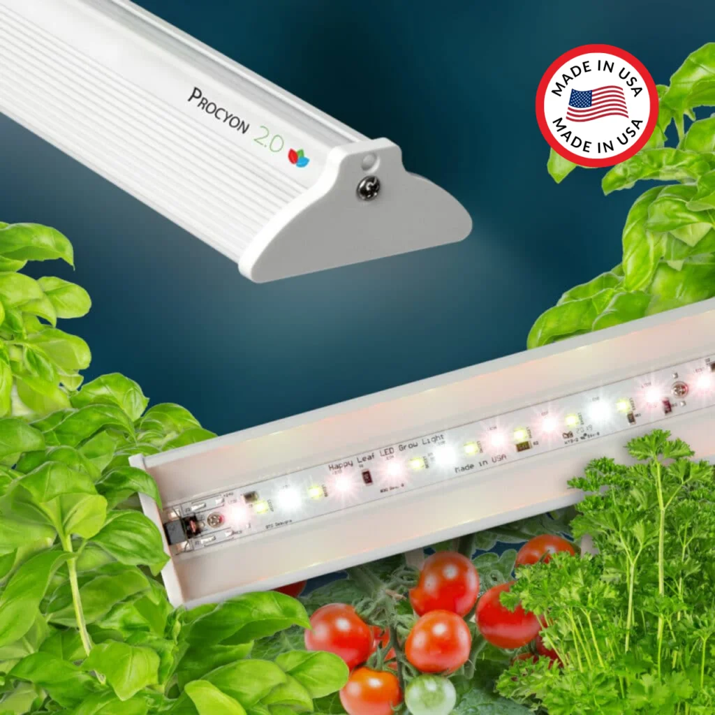 Procyon LED grow light product image with USA-Made badge