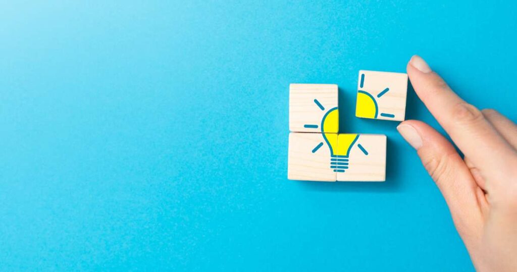 simple lightbulb on blue background