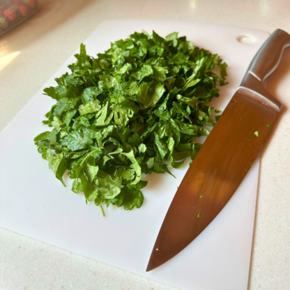 Parsley on cutting board