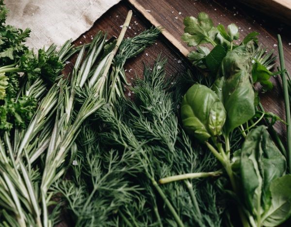 Spices and fresh herbs to add to soup