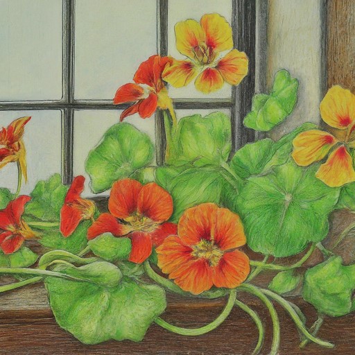 sketch of Nasturtium flowers