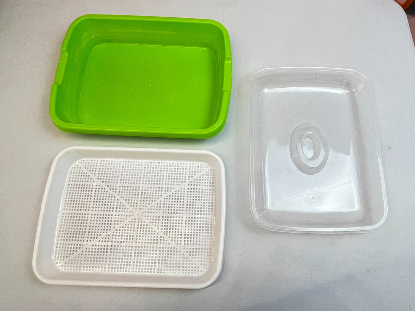 microgreen tray , mesh panel and lid