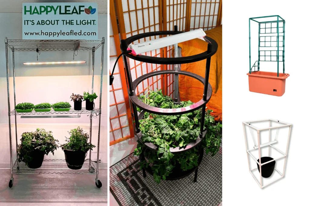 Containers and structures for indoor tomato growing